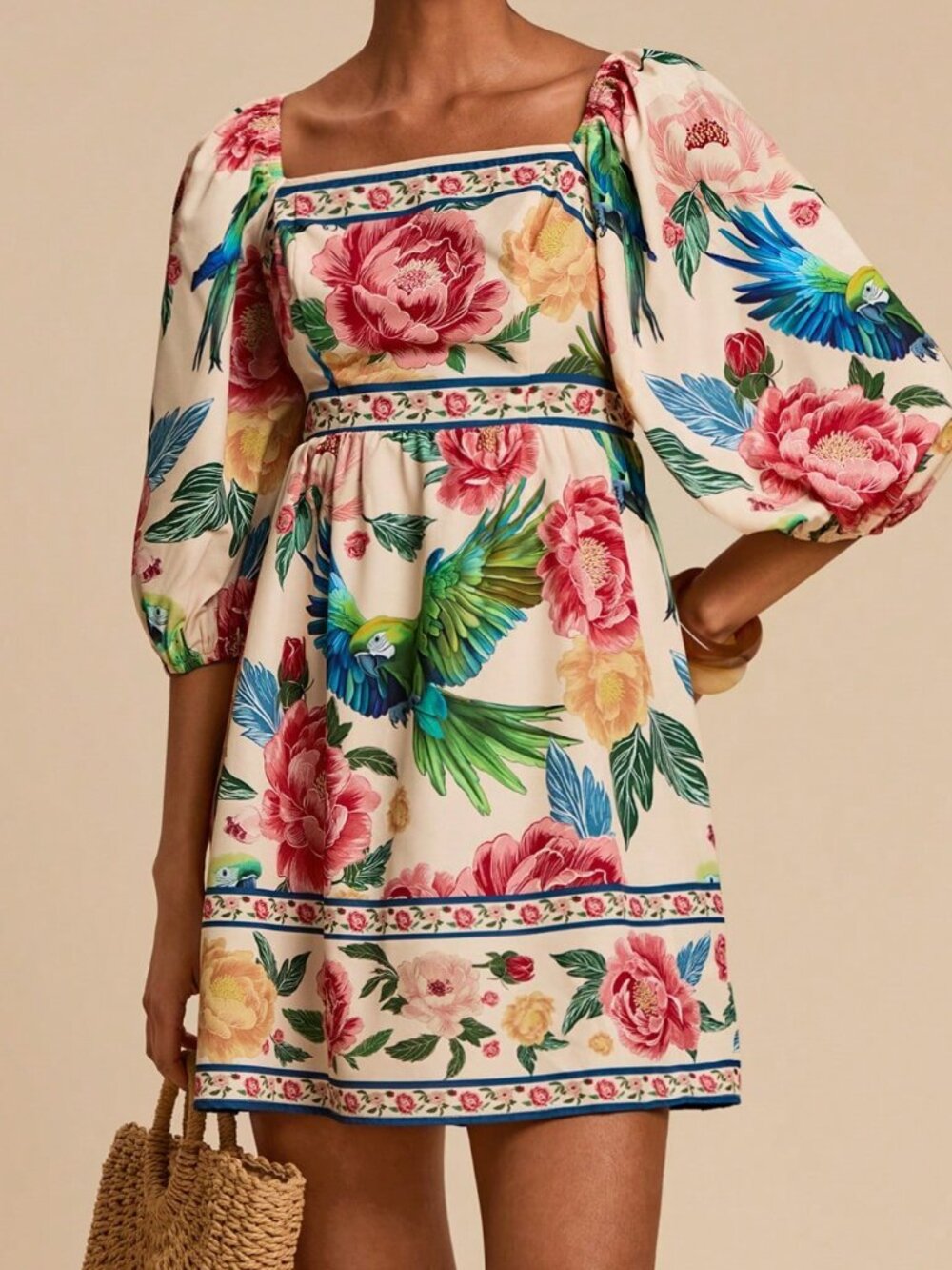 Multicolor Boho Women's Short Dress - Picture 6 of 7